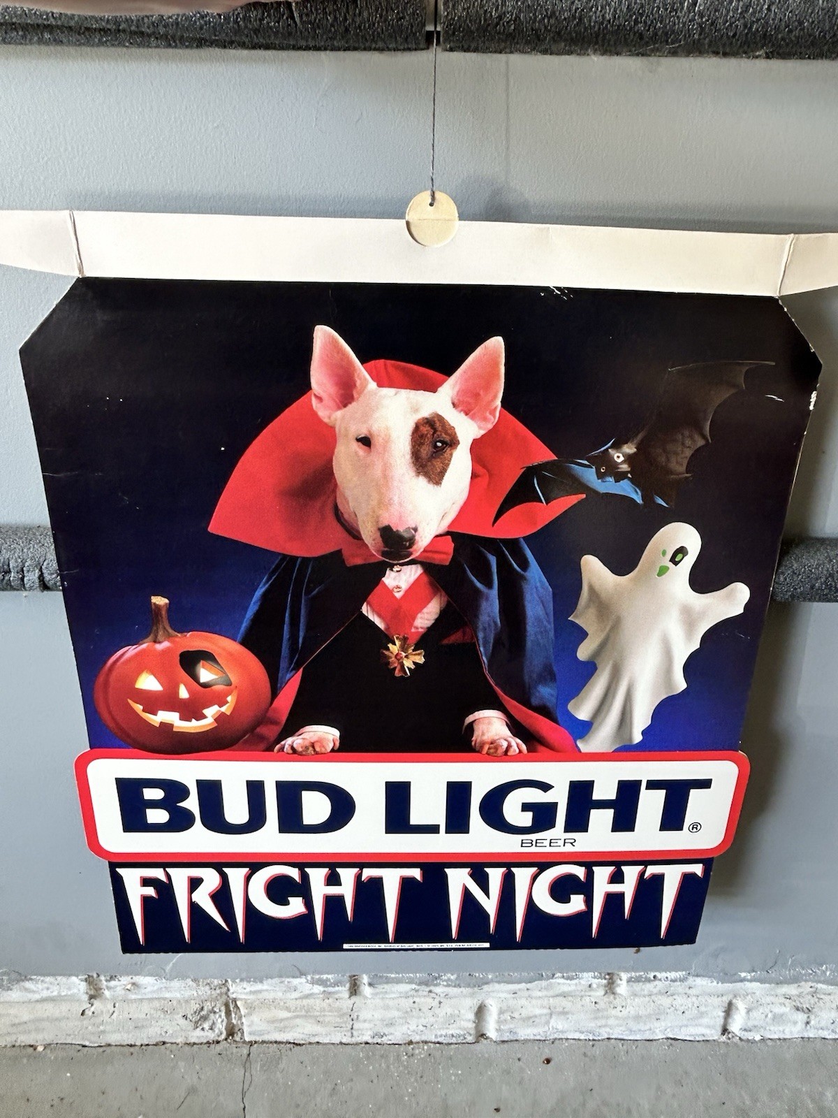 Vintage Bud Light Fright Night Spuds MacKenzie Halloween Banner Sign