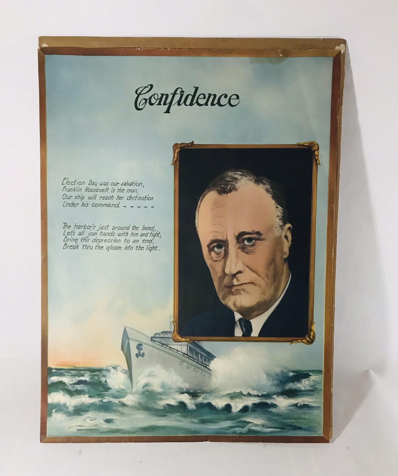 FDR-Poster 1932-1933 Confidence-Celebrate The New Deal-Rare-Original
