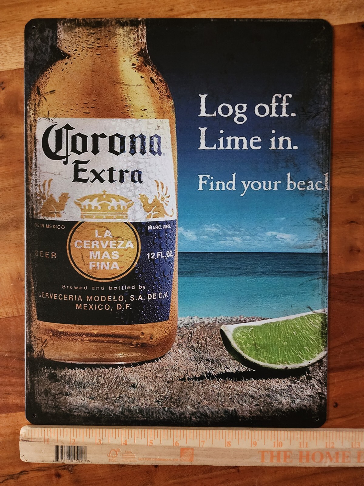 16x12 Corona Extra Lime Beach Tiki Metal Bar Sign Beer Whisky Mexican