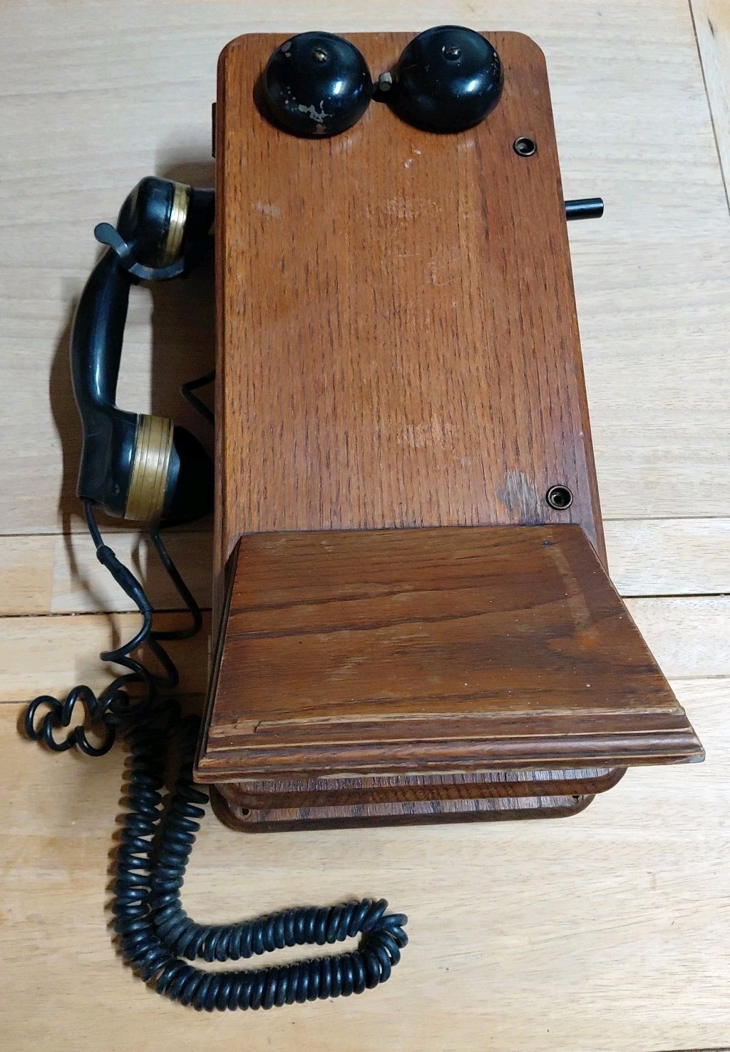 Beautiful Antique Wood Magneto Hand Crank Wind-Up Wall Phone Turned Into Rotary 