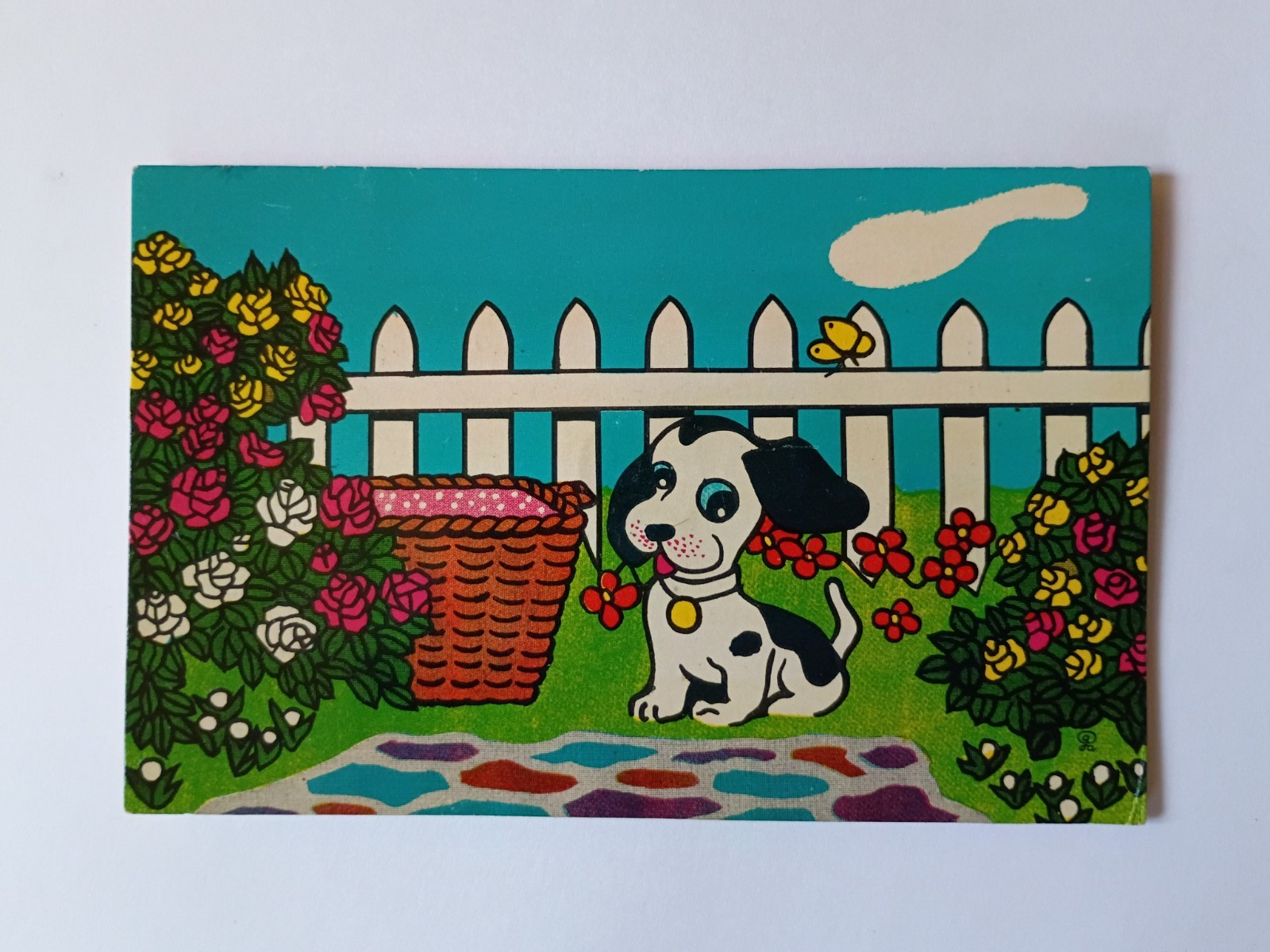Vintage 1950\'s Puppy Squeaker Postcard from Japan, Working Squeaker Mechanism