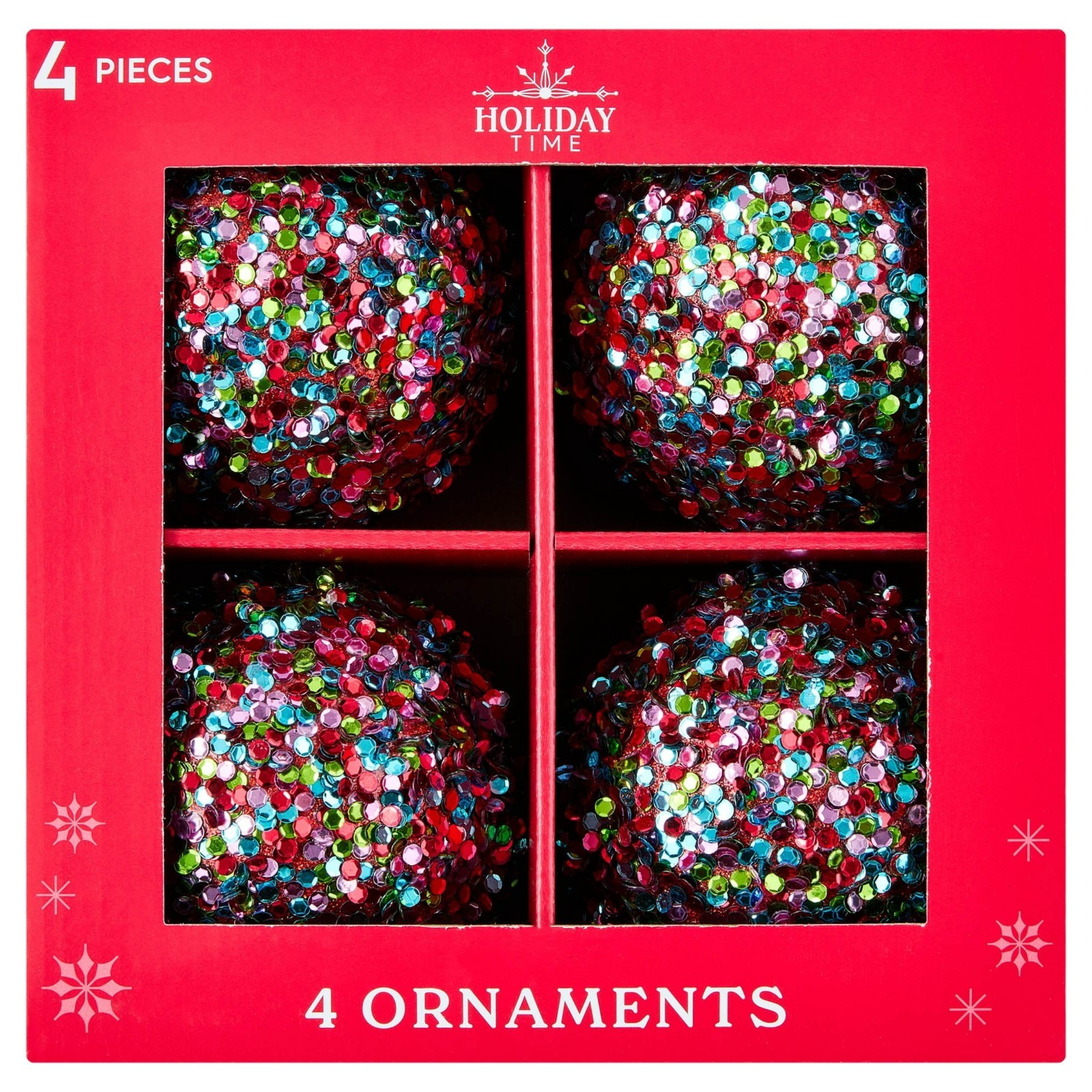 4-Count Multicolor Sequin Ball Christmas Ornaments, 4.3