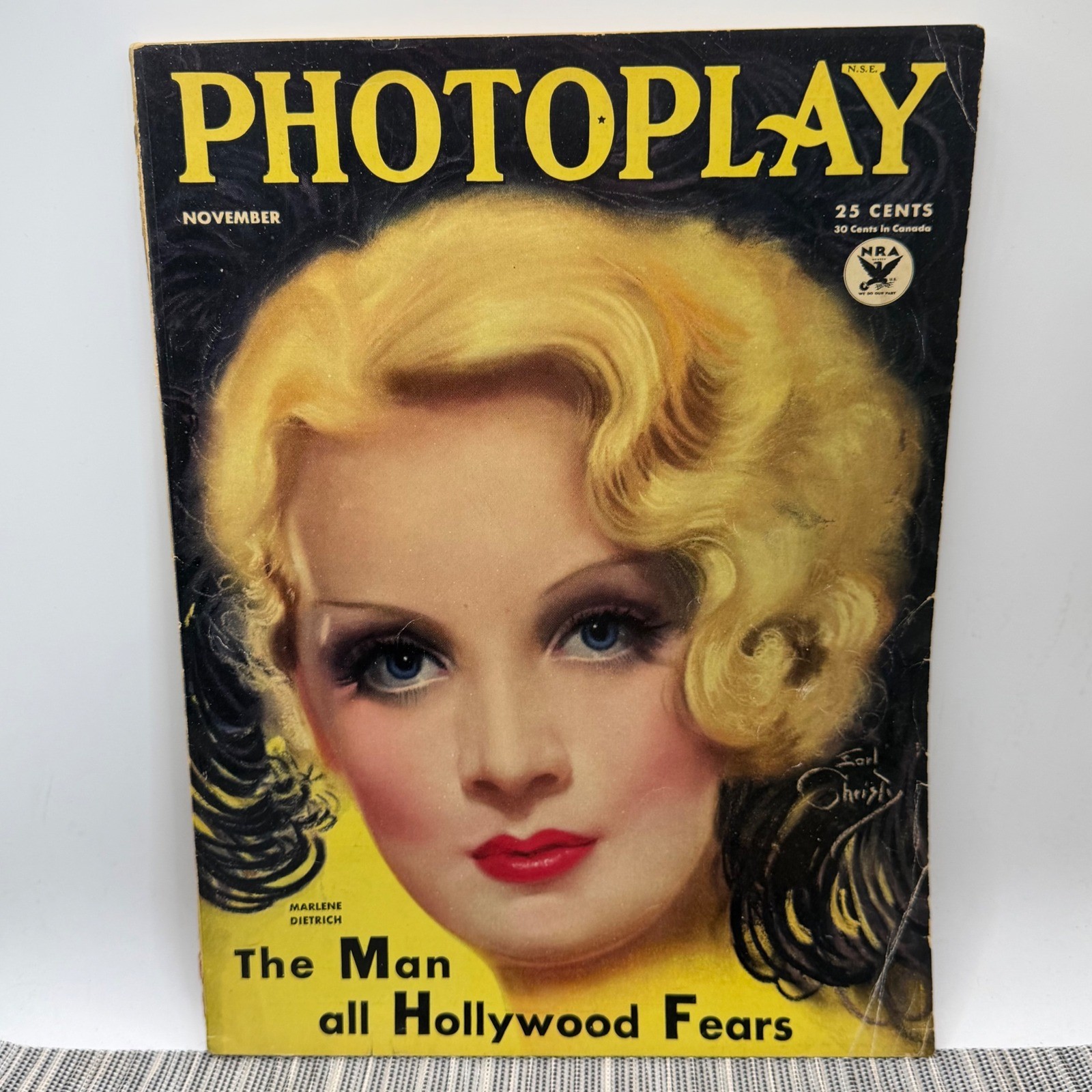 Photoplay Magazine November 1933 Marlene Dietrich Cover Earl Christy Pre-Code