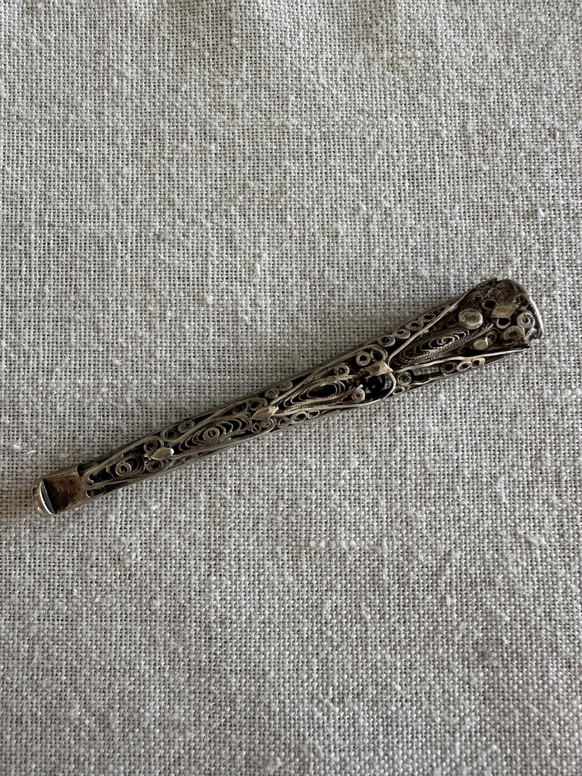 Antique Sterling Silver Cigarette Holder - Early 1900s Filigree Silver Lattice