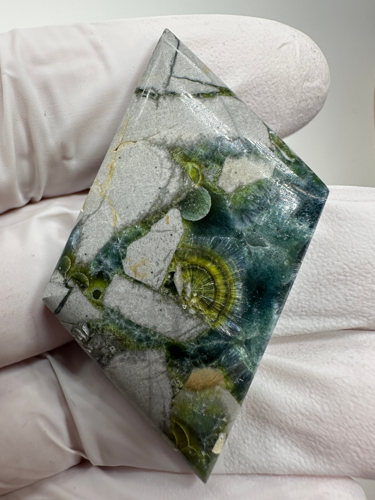 RARE (69.5 ct.) Polished Blue / Green Wavellite Cabochon from Avant, Arkansas