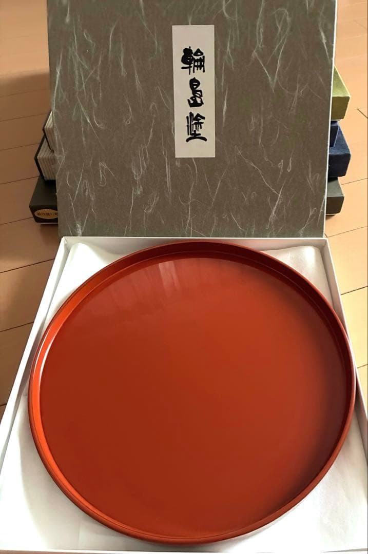 Wajima Lacquerware Vermilion Red Round Serving Tray 26cm Japanese Craft Unused