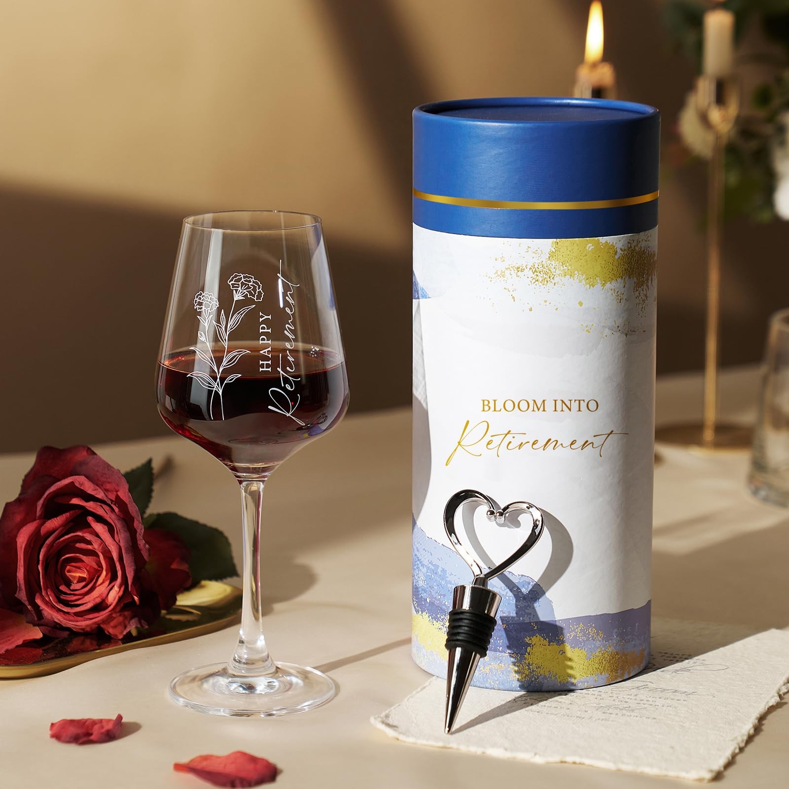 AW BRIDAL Happy Retirement Wine Glass Gifts for Women 12 Ounces, Transparent