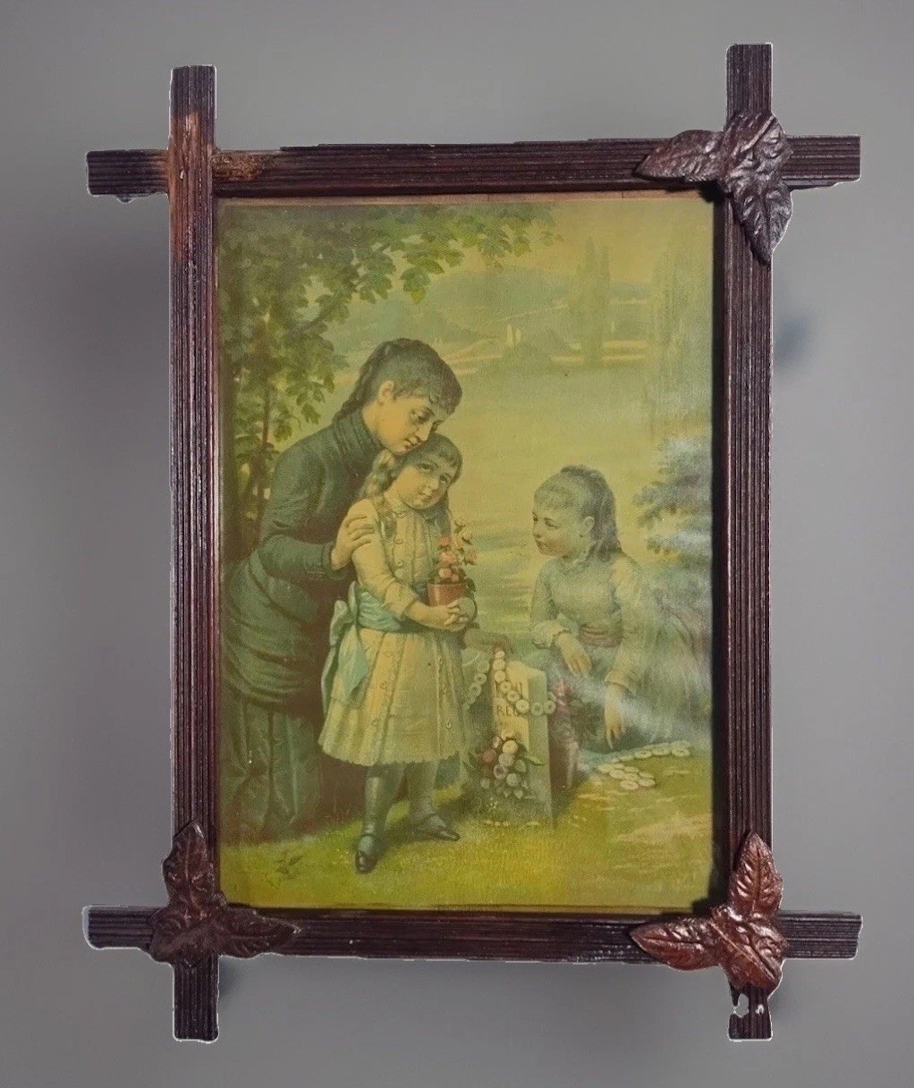 Antique Victorian Adirondack Frame with Corner Leaves (18.5” x 14.5”)