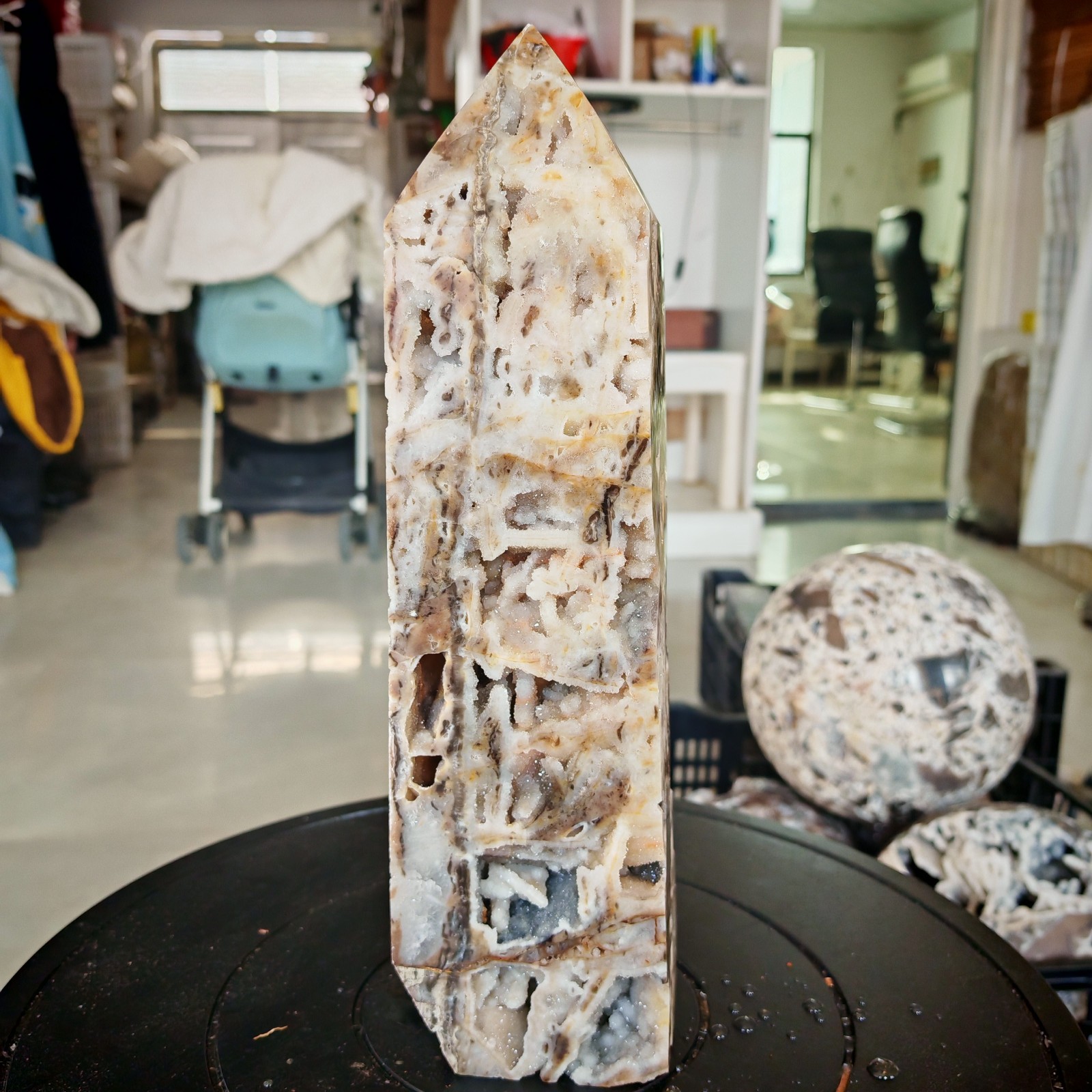 9.68LB Polishing and repairing of natural sphalerite crystal columns 4400g