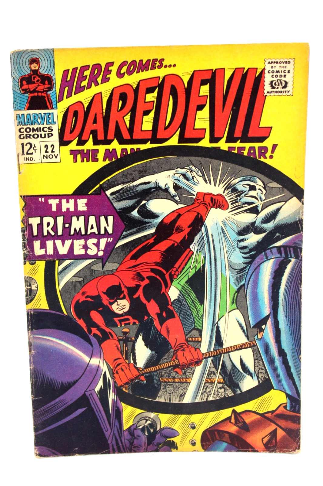 Daredevil #22 Tri-Man 1st Appearance Stan Lee Gene Colan 1966 Marvel Comics G+