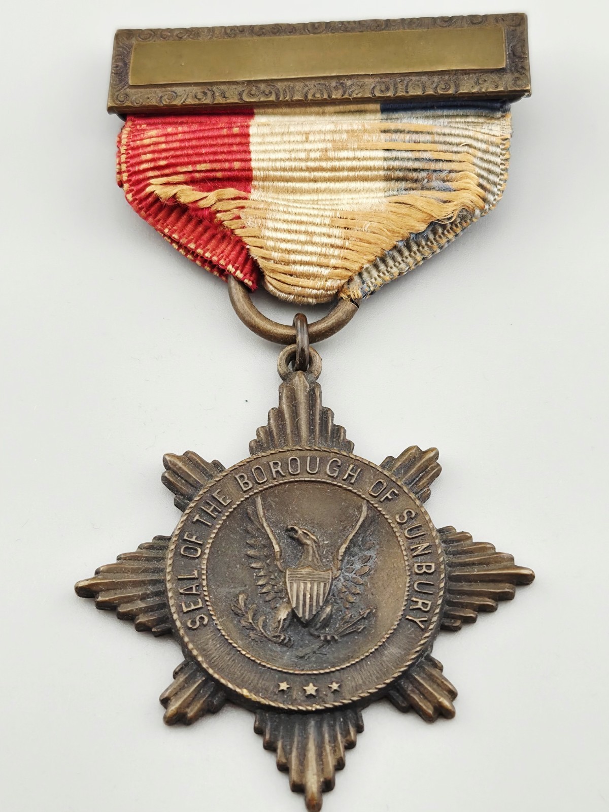 Rare WWI Sunbury Pennsylvania Service Medal Borough Seal 1917-1918 Original