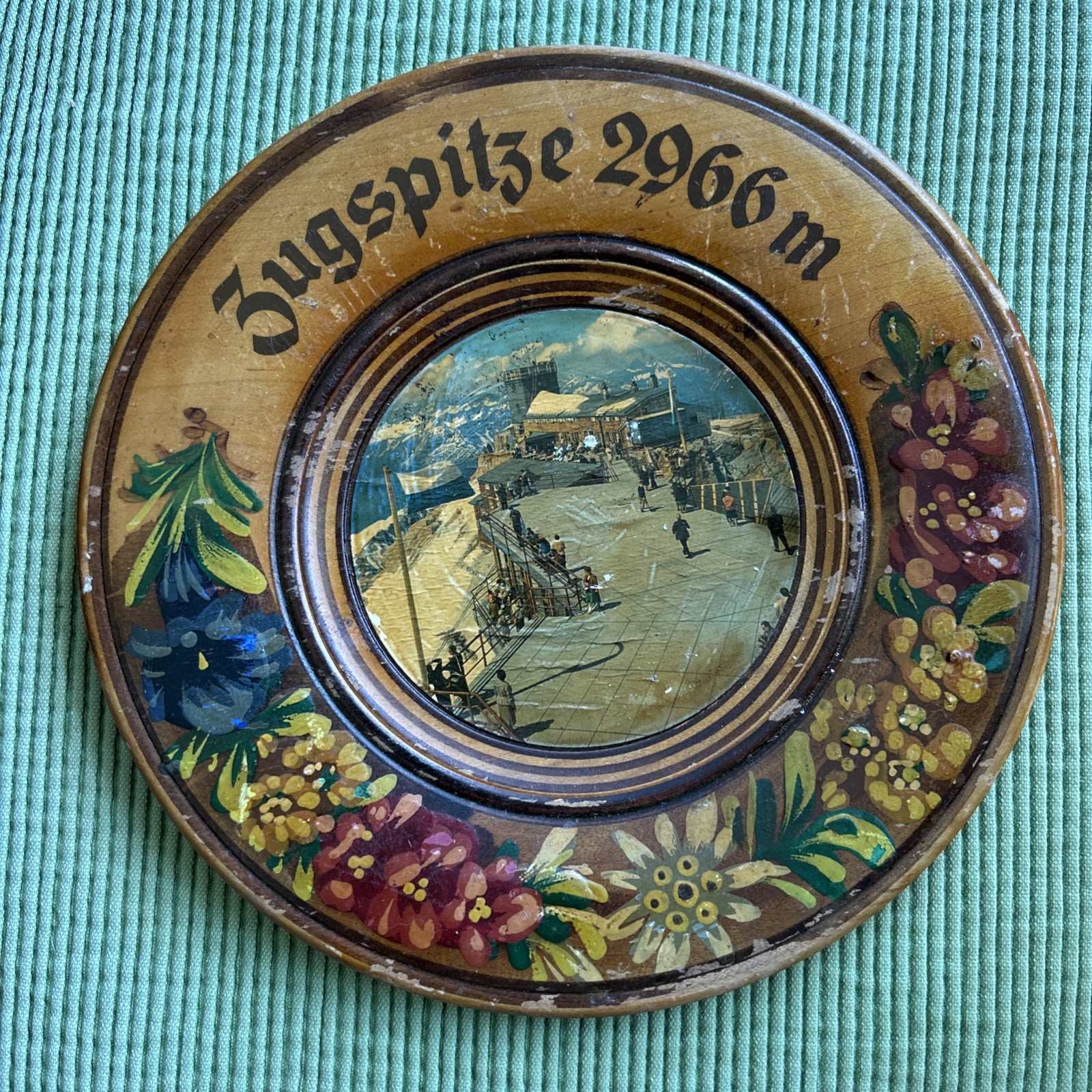 Vintage 1970s Zugspitze Germany Wooden Souvenir Plate