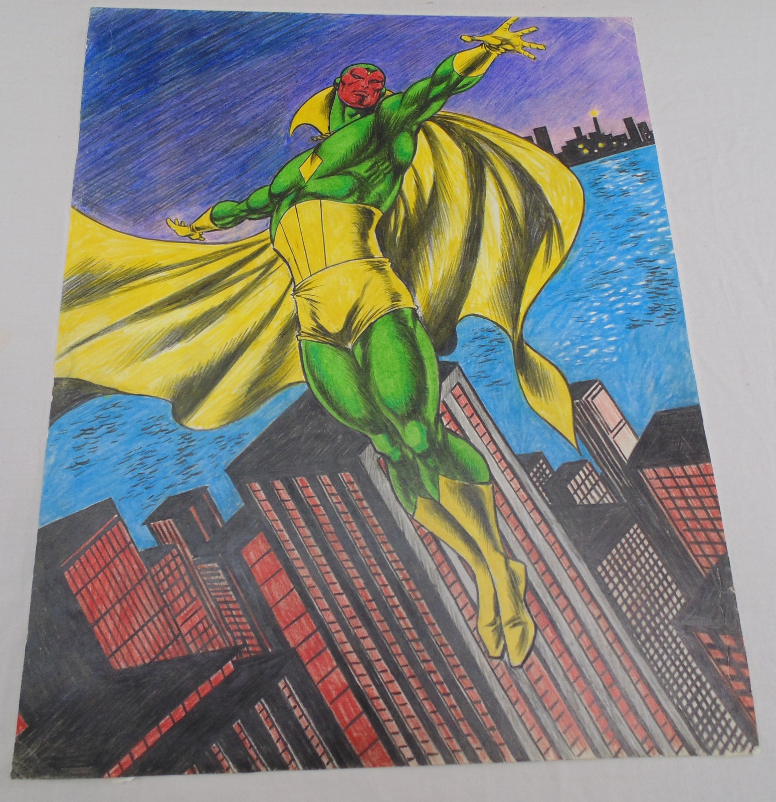 Joseph Mackie The Vision Marvel Mixed Medial Original Comic Commission Art