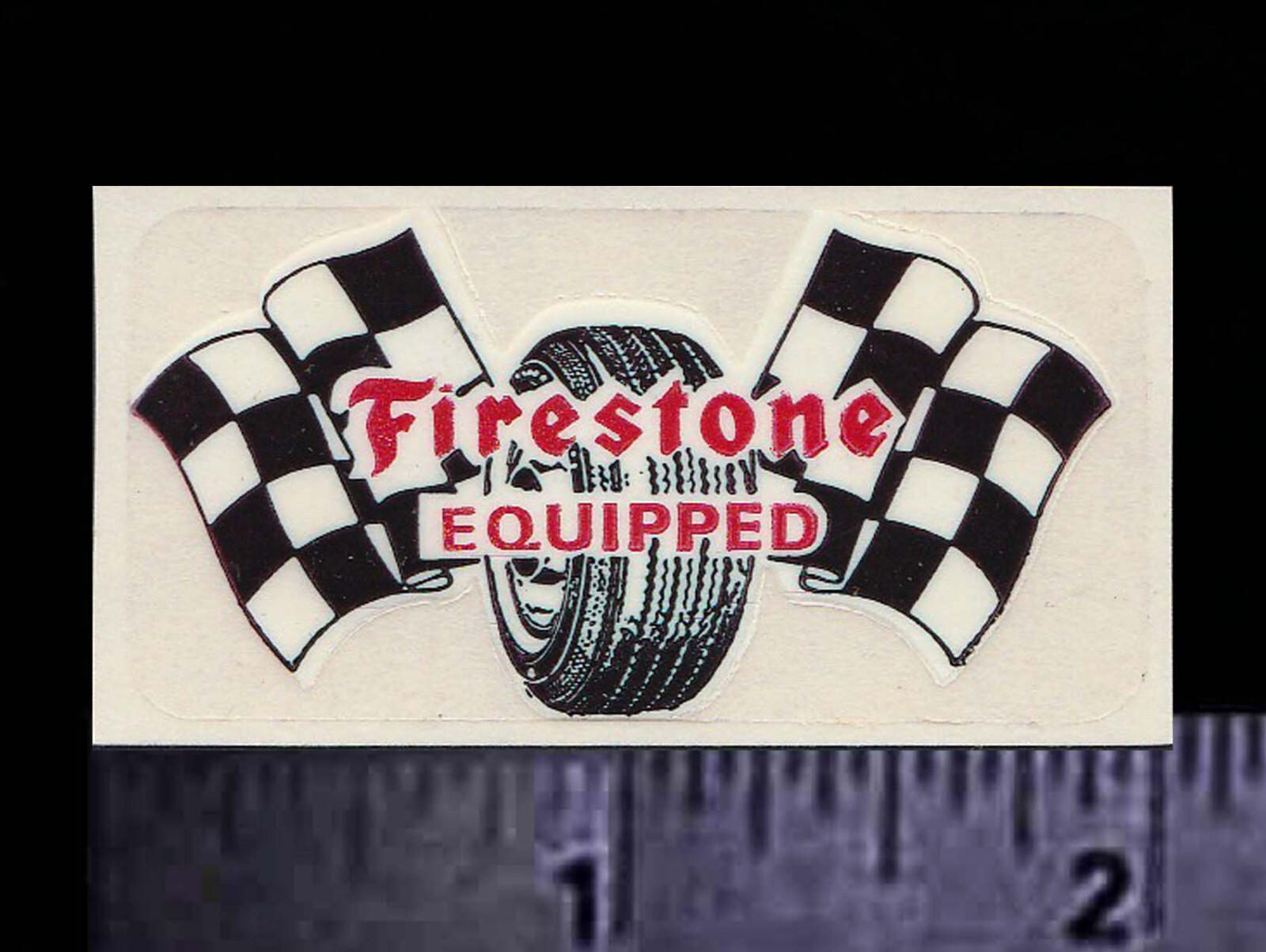 FIRESTONE Equipped - Original Vintage 1960\'s 70\'s Racing Decal/Sticker - 2 inch