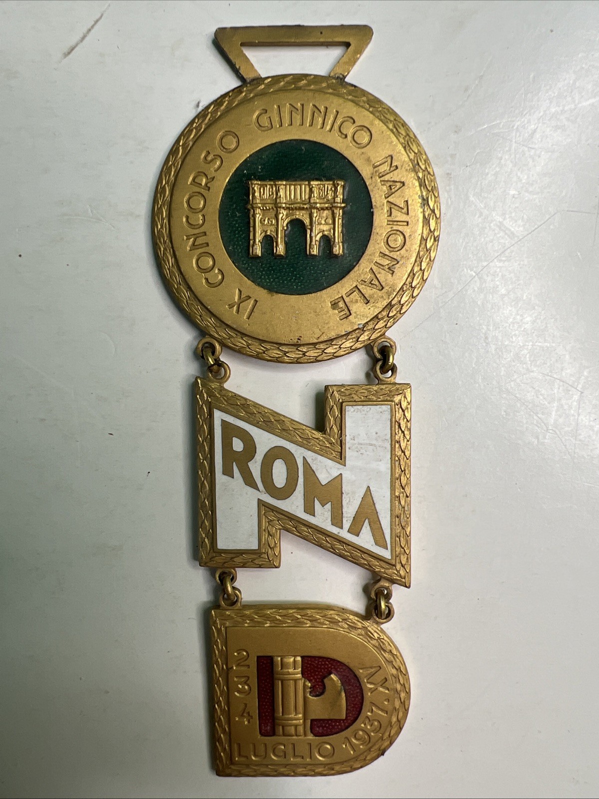 Roma IX° Concorso Ginnico Nazioale A.XV° 1937 Italian Medal Award