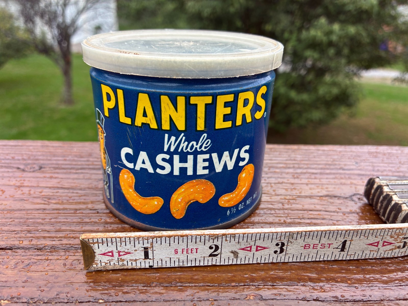 Vintage Small 1960s Steel Wide Seam Planters Whole Cashews 6 1/2 oz. Peanut Tin