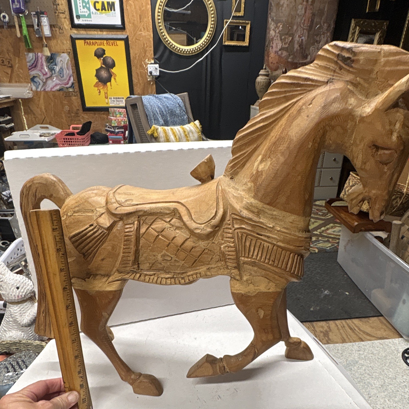 Hand carved, Wooded Horse Statue, Western Decor, Unique one of A Kind