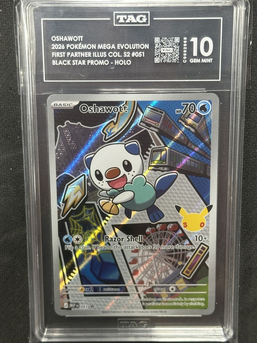Oshawott 2026 Pokemon First Partner Series 2 Black Star Promo TAG 10 PSA #51