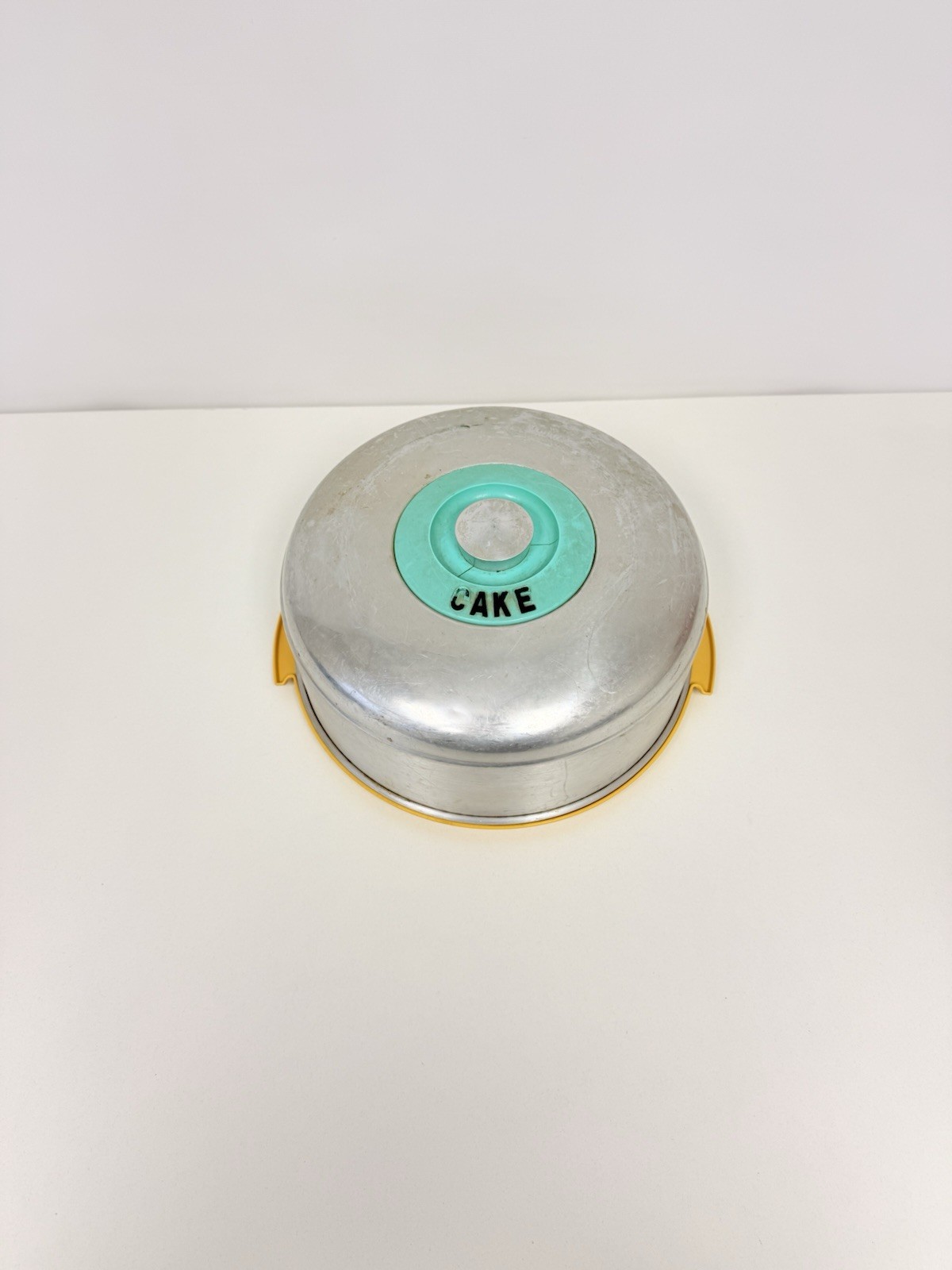 Vintage Rare Kromex Cake cover Dome Aluminum W/ Blue Accent Mid Century 1950s