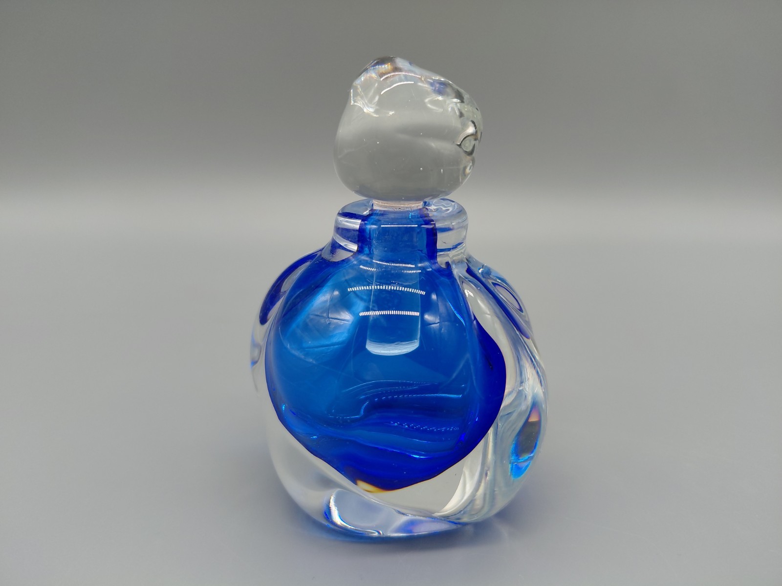 Vintage Handcrafted Art Glass Perfume Bottle With Stopper Signed