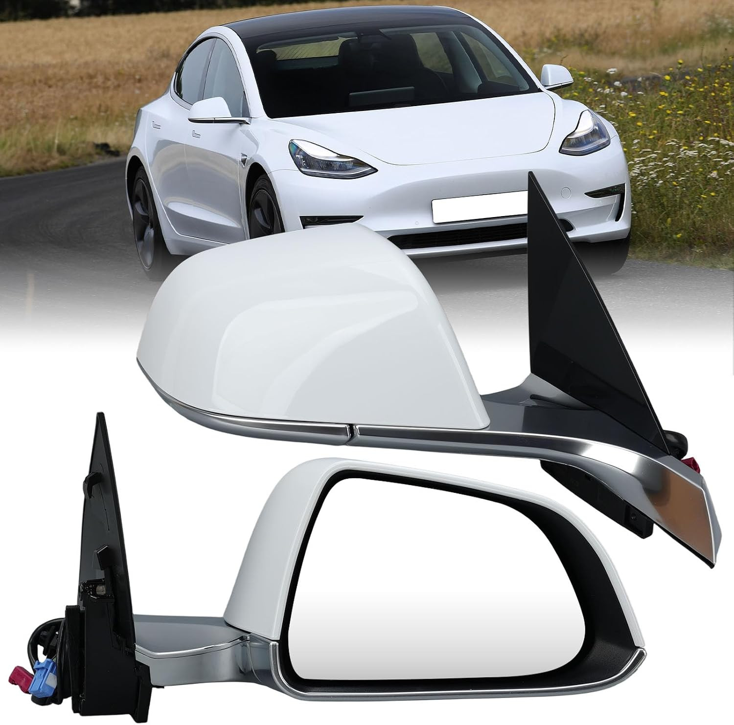Right Passenger Side Mirror Compatible with Tesla Model 3 2017-2023 Replacement