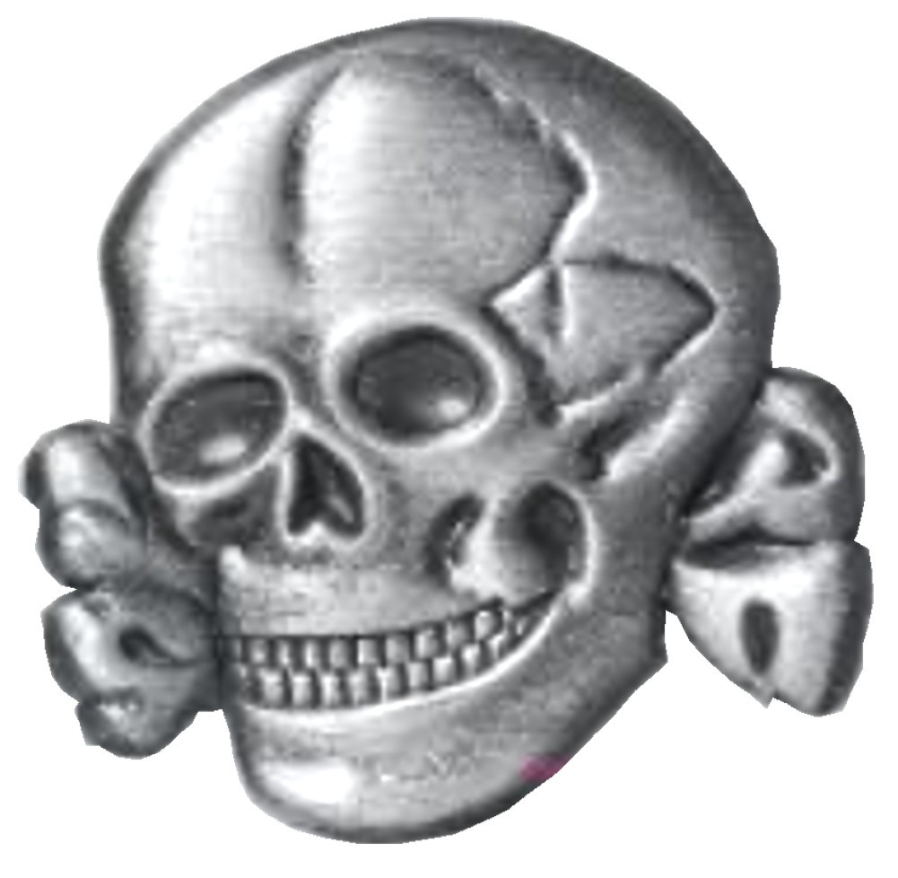 Skull and Cross Bones pin, 1.25 inch hat/lapel pin, Antique Silver over Zinc