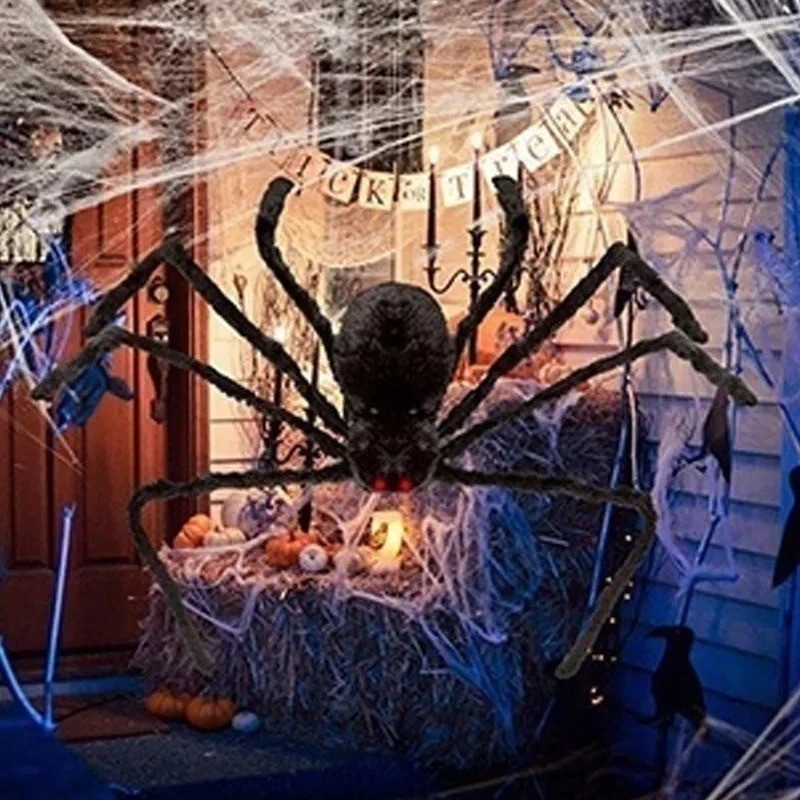 6.6 FT Giant Halloween Spider Furry Scary Large Outdoor Yard Indoor Party Decor
