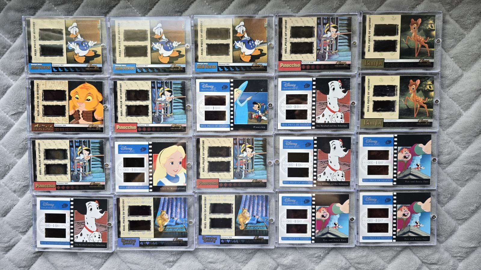 Mint 20 2003  Upper Deck Disney Treasures Reel Piece of History Cards
