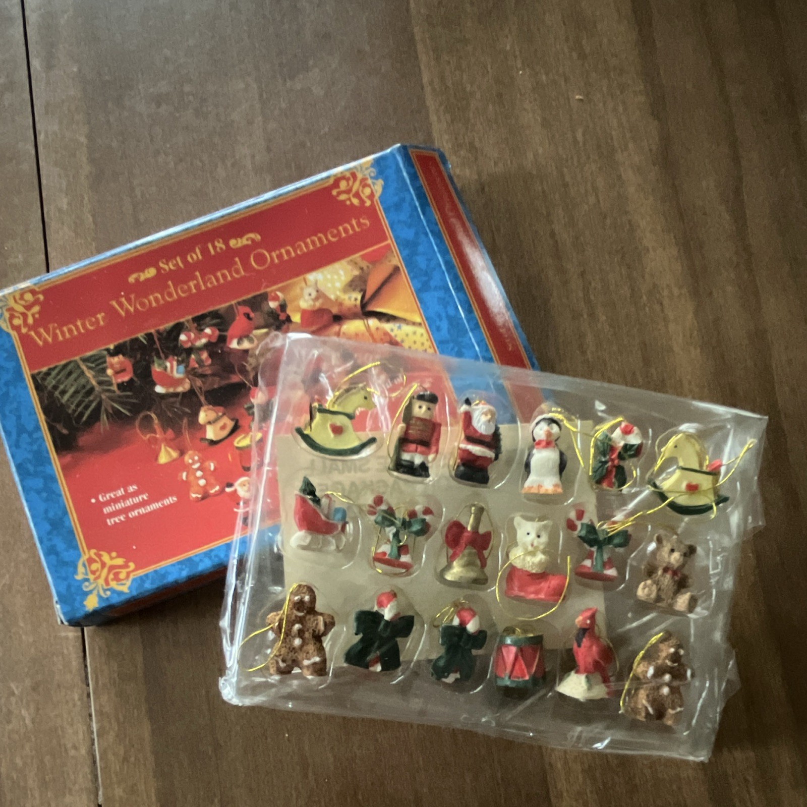 Vintage Christmas 18 Miniature Ornaments Hand Painted Polystone