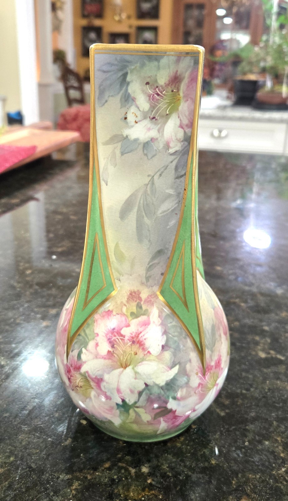 Rare Antique Royal Bonn Franz Anton Mehlem Hand Painted Art Nouveau Vase D6106