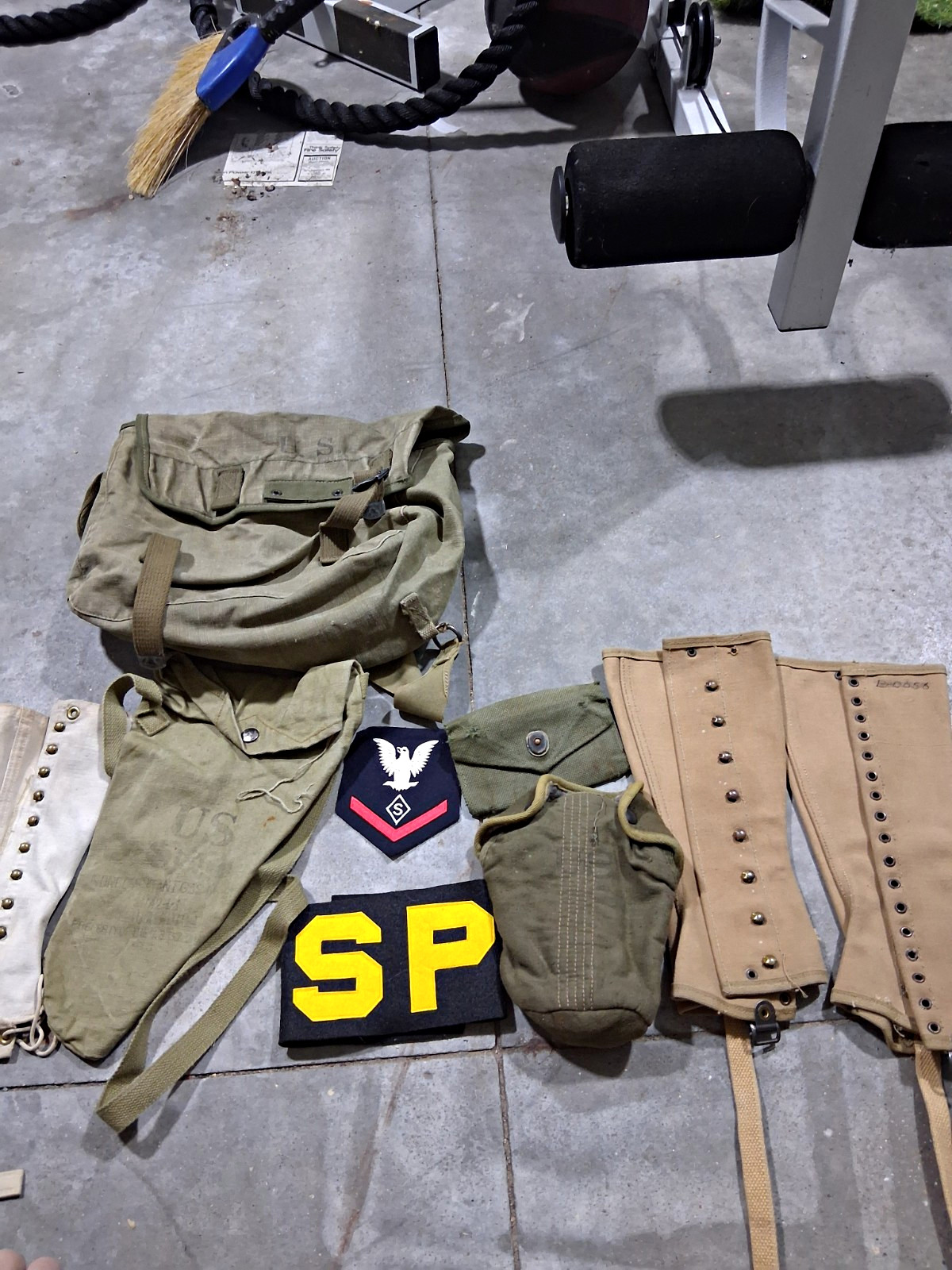 WWII U.S. Military Field Gear Lot – M1936 Musette Bag, Gaiters, Pouches Etc