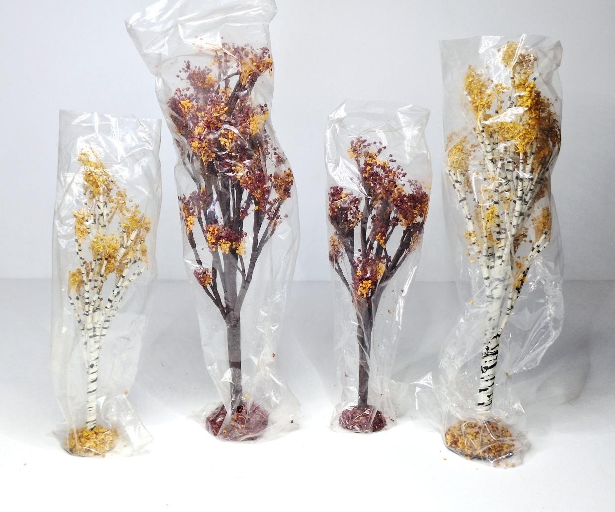 Department 56 Autumn Two Maple Trees & Two Birch Trees Set of 4 Retired 2008