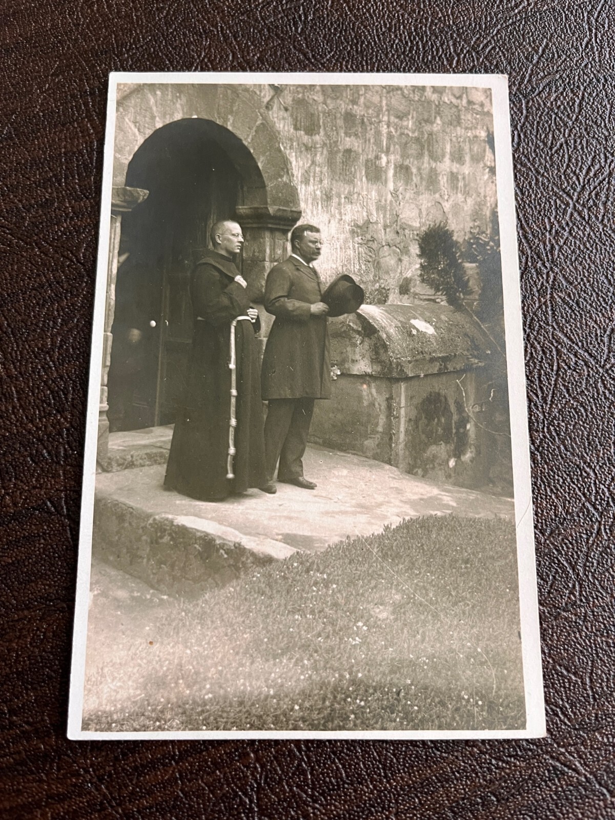 RPPC Theodore Roosevelt & Catholic Priest Santa Barbara Mission California 1910