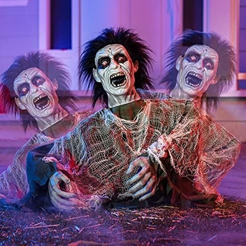 Halloween Animated Zombie Groundbreaker Sound Glowing Eyes Animatronic Graveyard