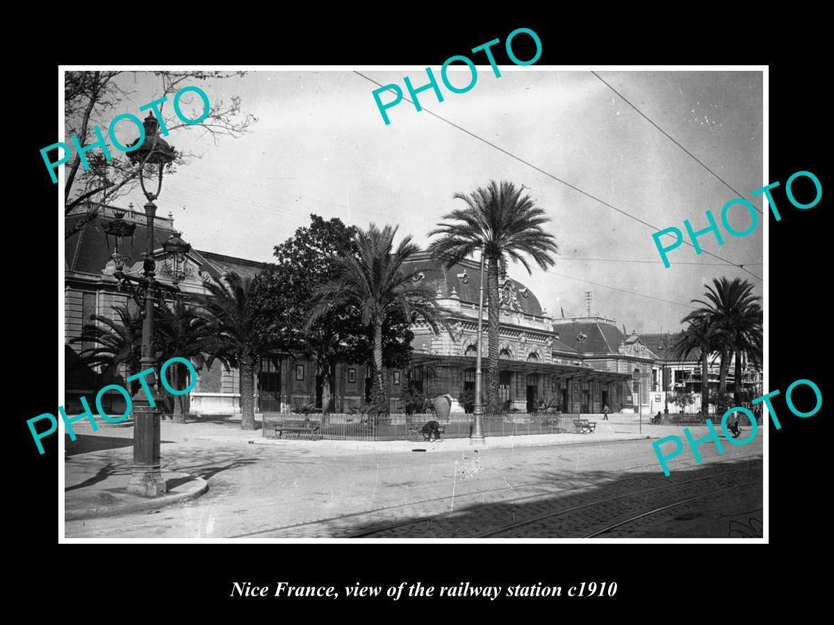 OLD POSTCARD SIZE PHOTO NICE FRANCE VIEW OF THE RAILWAY STATION c1910