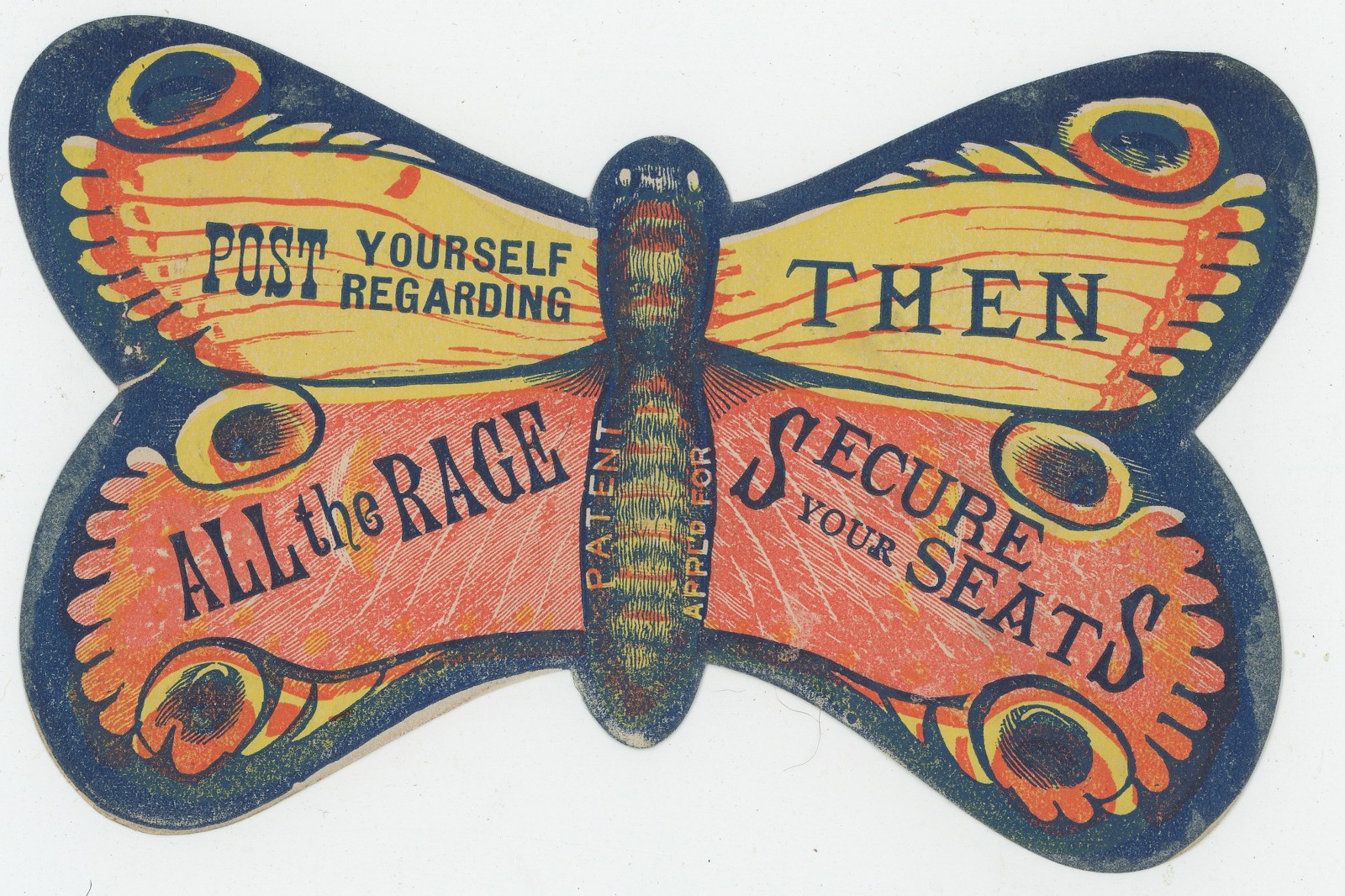 Diecut Butterfly 1880's Trade Card