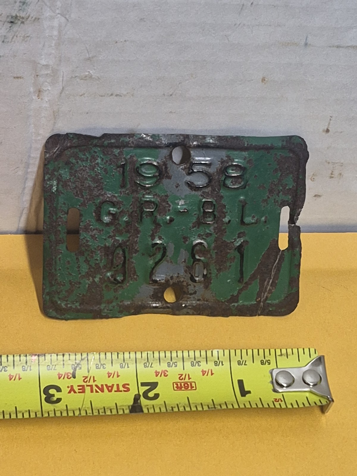 Vintage 1958 Grand Rapids Bicycle License Plate Schwinn Stingray Shelby Murray 