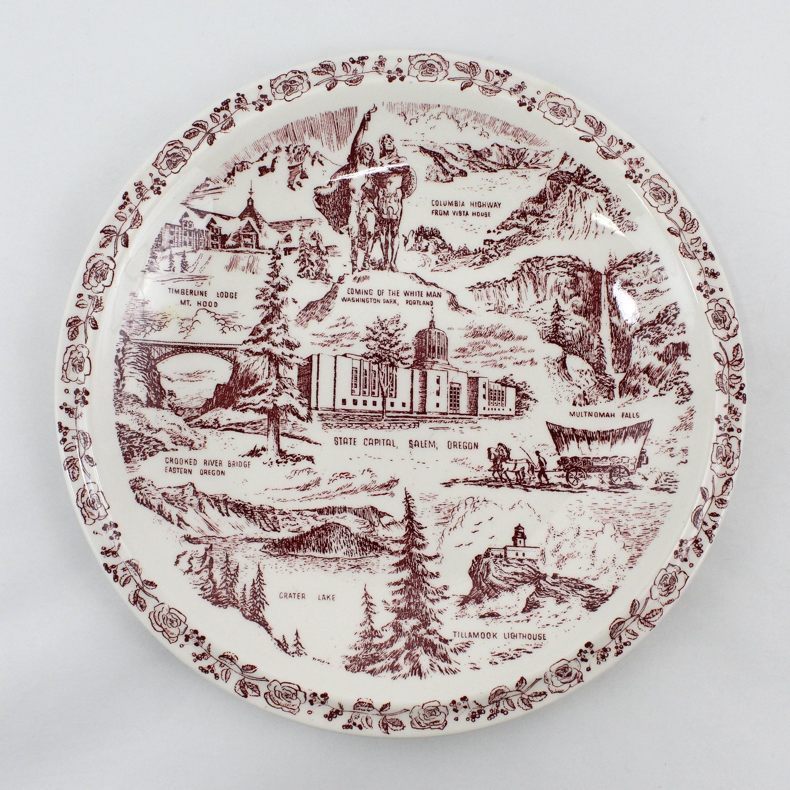 Vernon Kilns Famous Oregon Landmarks Stoneware Plate 10.5\
