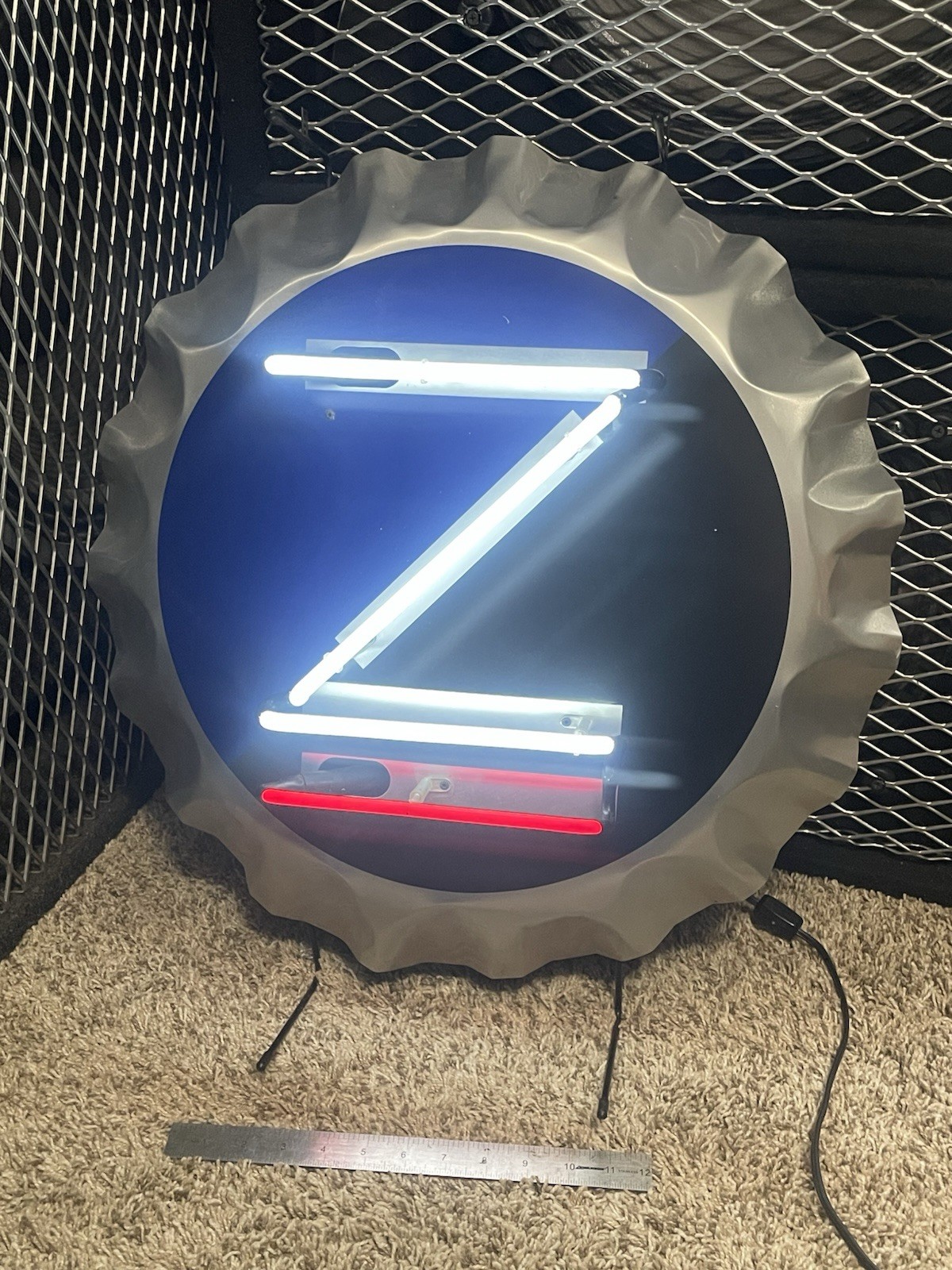 Rare 1996 USA ZIMA Neon Light 22” Diameter Bottle Cap Bar Sign Coors Official