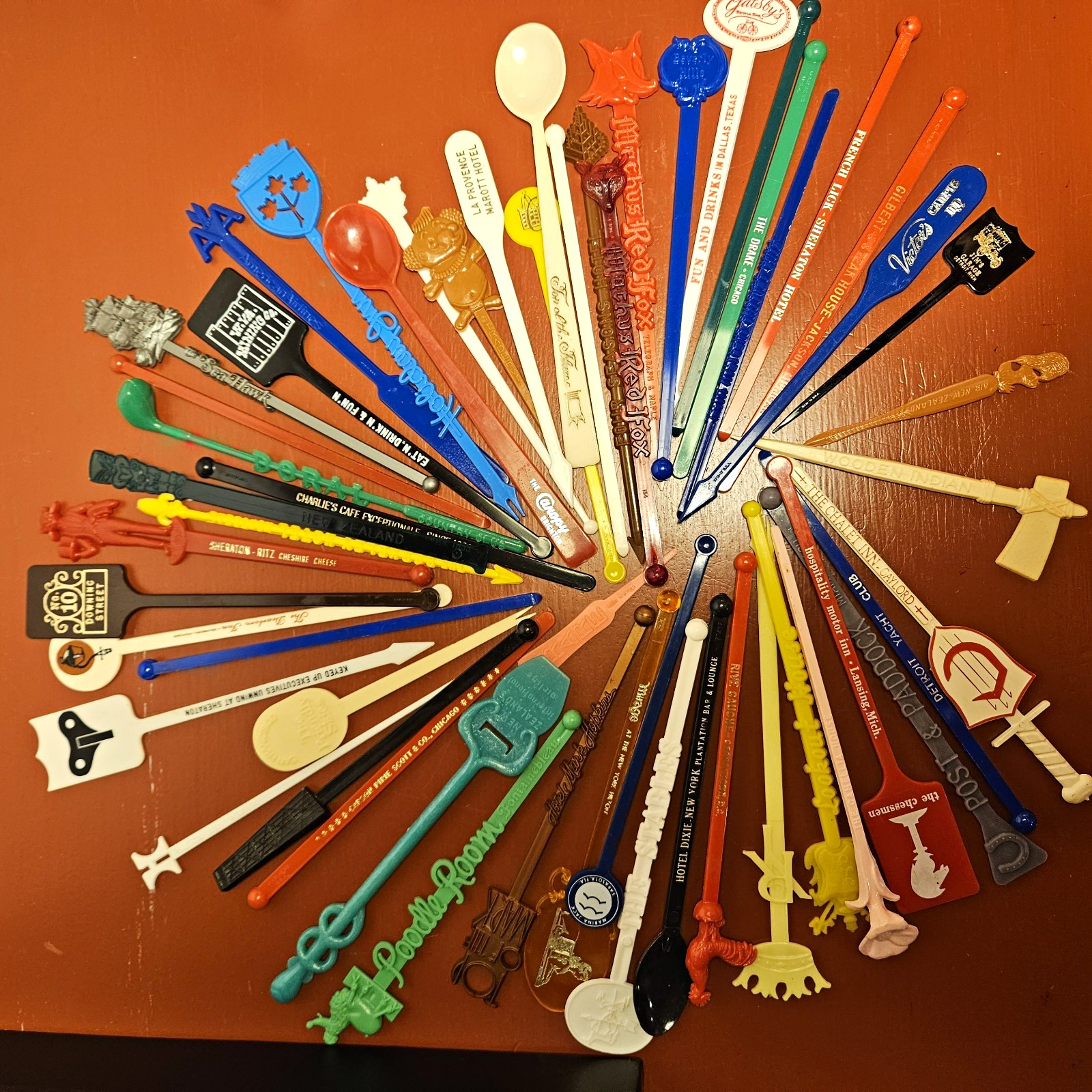Vintage 1950s Original Plastic Advertising Swizzle Stick Lot 50+ Multicolor