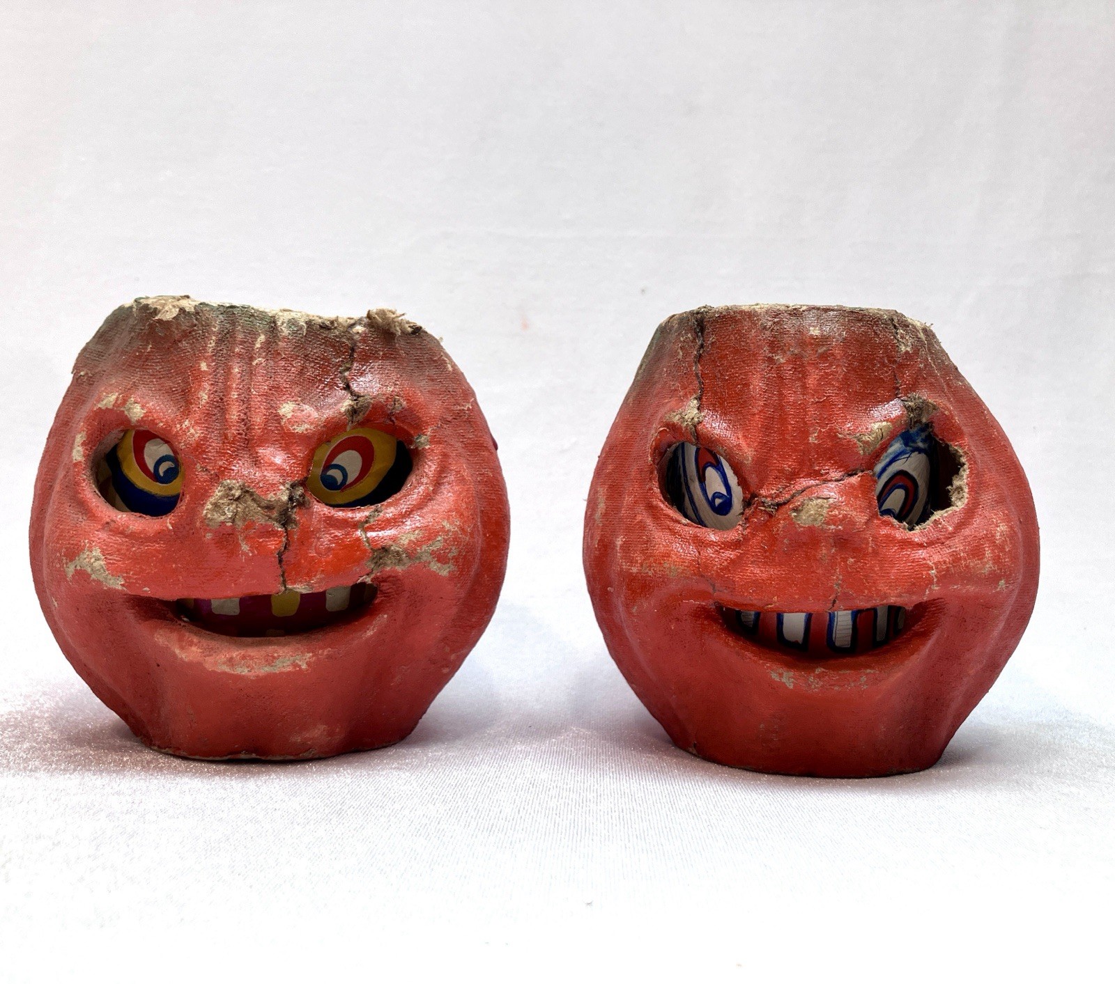 Vintage 1940s Sterling Co Papier-Mache Halloween Pumpkin Jack O\'Lanterns