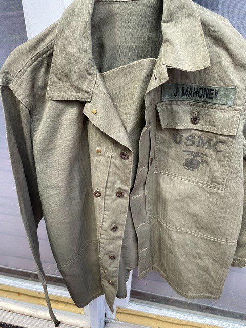 WWII USMC P44 HBT Jacket Fatigue Uniform 1940s Marine Corps Vintage Shirt Combat