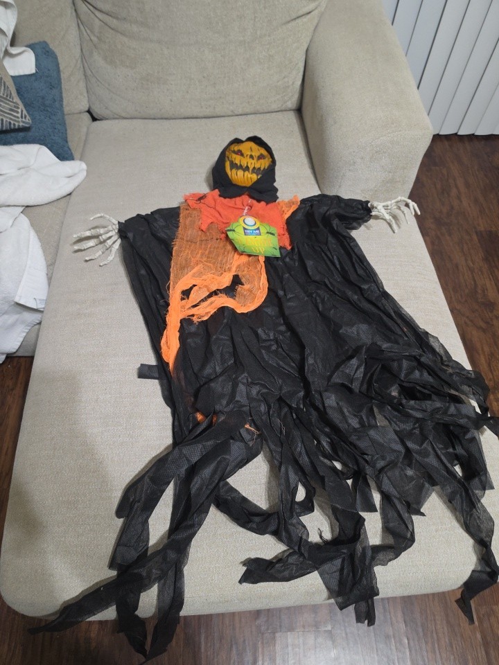 Hanging Jack O'Lantern Grim reaper Halloween prop decor scary home 40 Inch New 