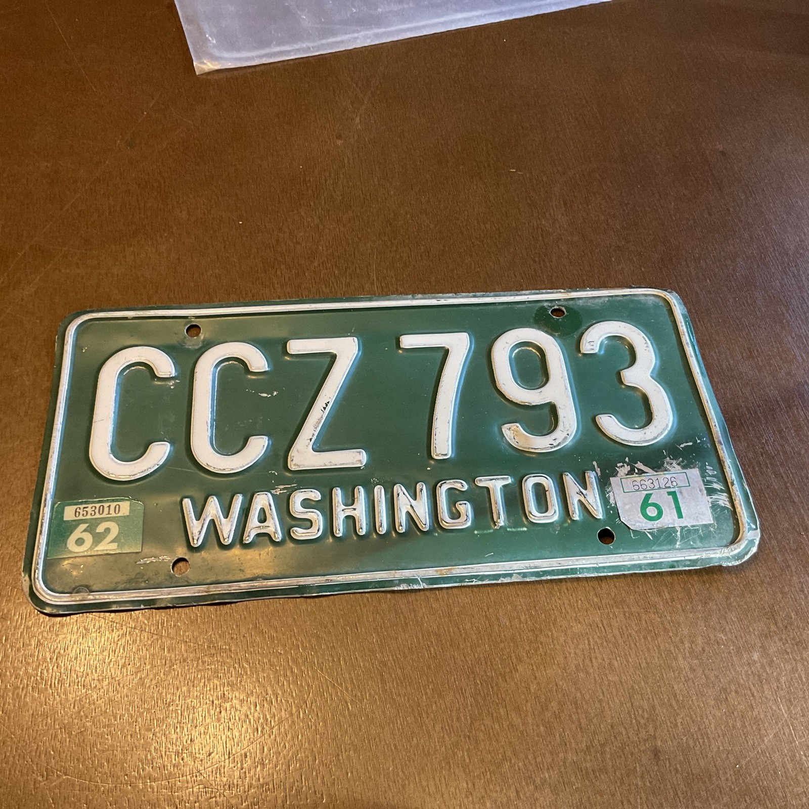 VINTAGE 1958-1962 WASHINGTON STATE  LICENSE PLATE  CCZ 793 Spokane County