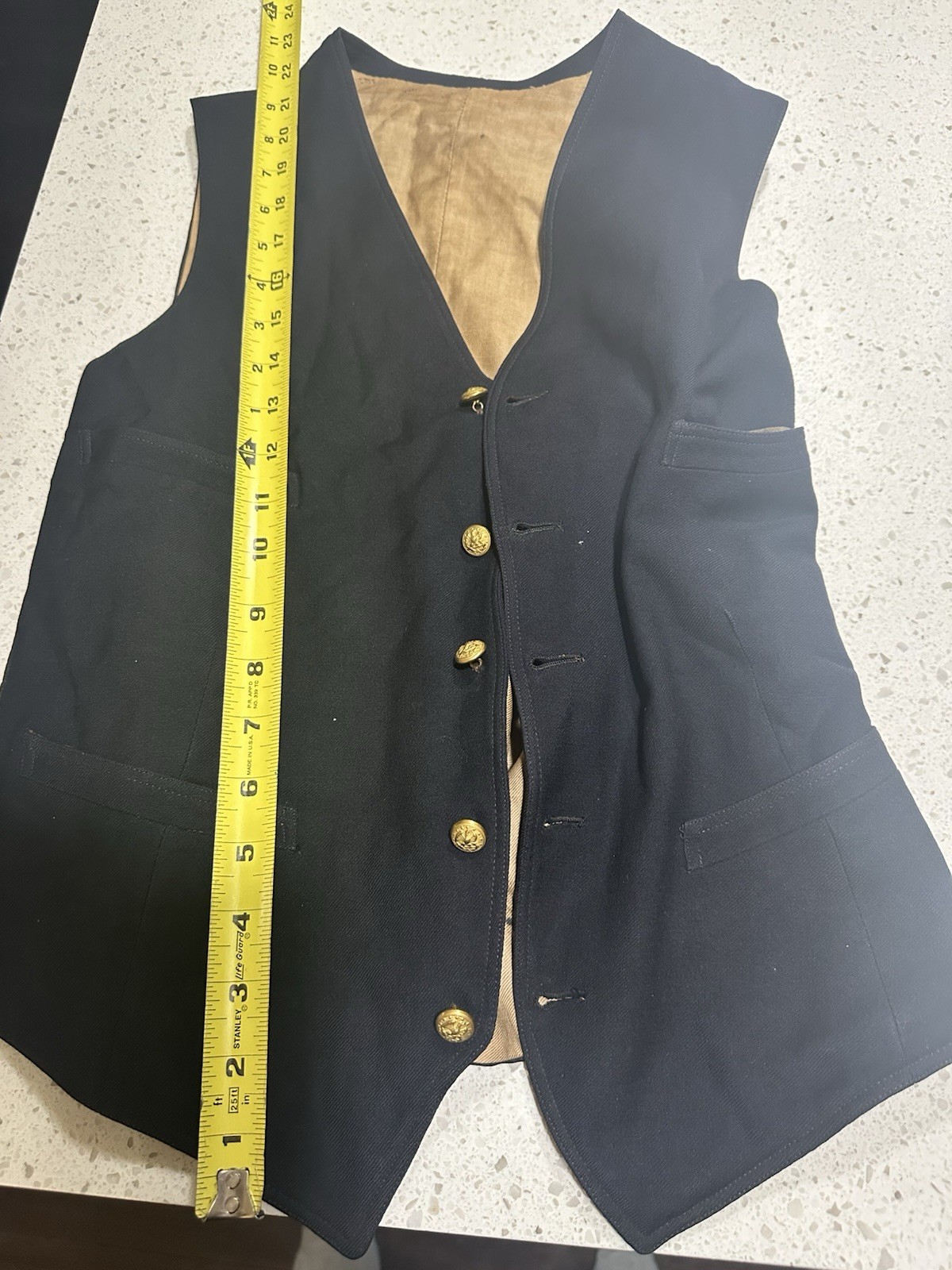 Clean 1890’s - 1902 NAVY Officers 5 Button Vest, Muslin Material, ID’d. Nice