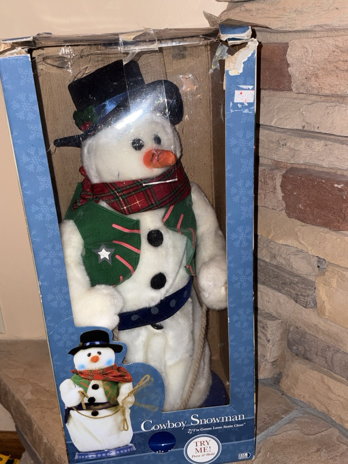 Gemmy Cowboy Snowman Sings Dances Im Gonna Lasso Santa Claus For Parts or Repair