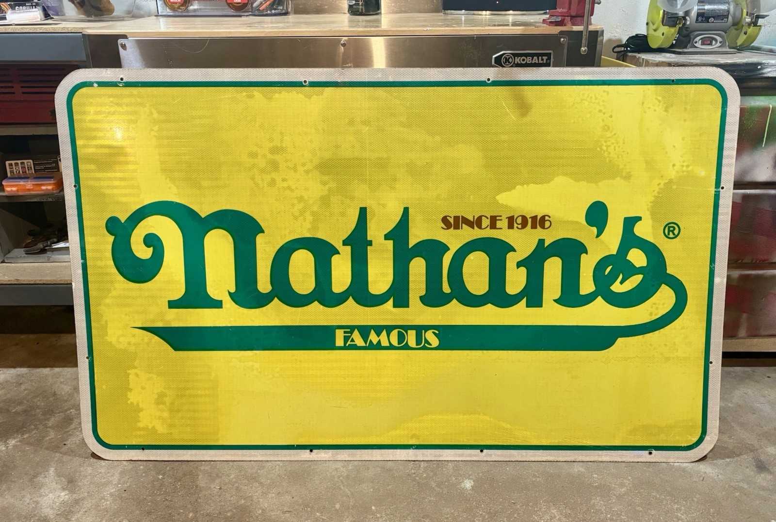 Large Rare Vintage Nathan’s Hot Dog Sign 60”x36” Coney Island