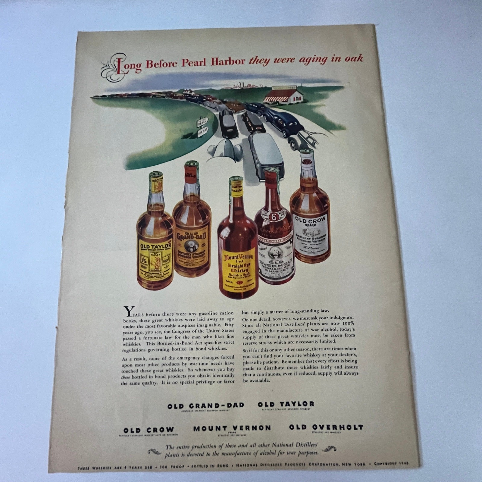 National Distillers Products Corporation Old Taylor NY 1940s WWII Era Ad SV28-4