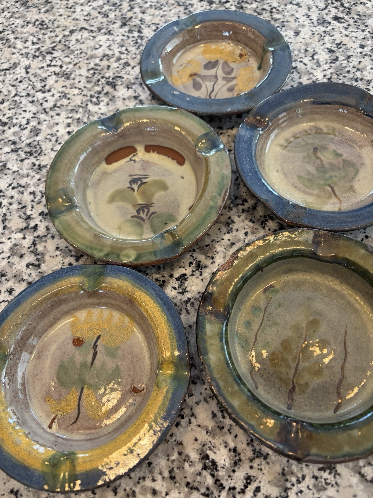 Five Vintage Pottery Antigua Guatemala Ashtrays For Guest House Latin Restaurant