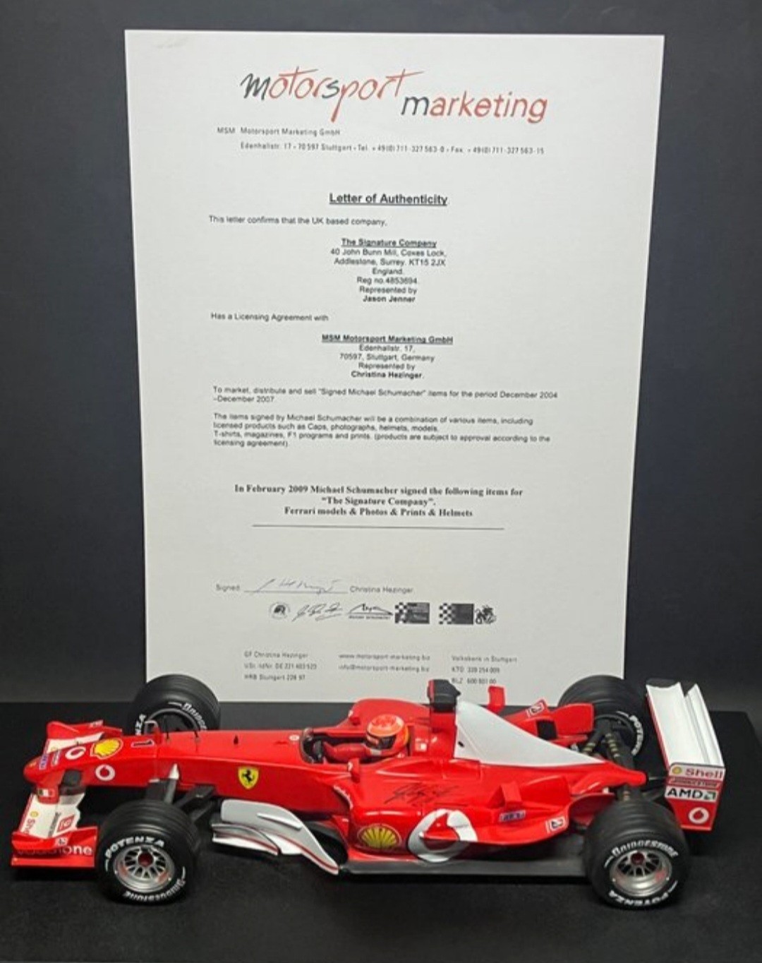 Ferrari F2003 Hand Signed By Michael Schumacher